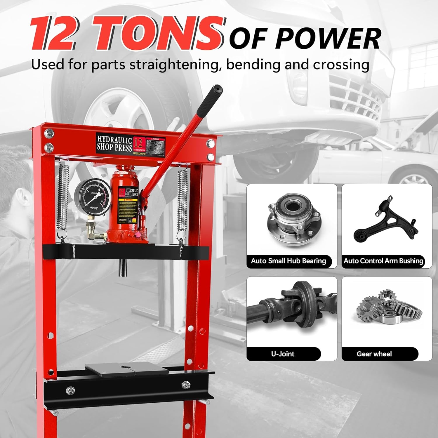 Shop Press 12 Ton Hydraulic H- - огляд і ціна Manual Hydraulic Press 12 Ton